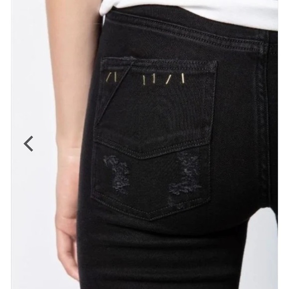 Zadig and Voltaire Eva Grunge Noir Black Denim Gold Clip Accents Sz 26 NEW - Picture 1 of 14